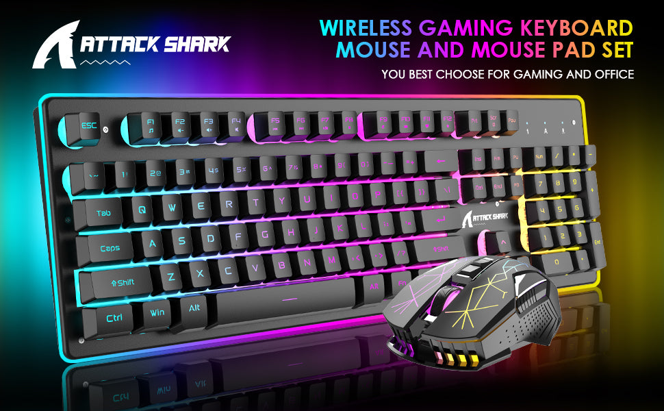 ATTACK SHARK T3 RGB Wireless Gaming Keyboard Mouse Combo,Rechargeable Mechanical