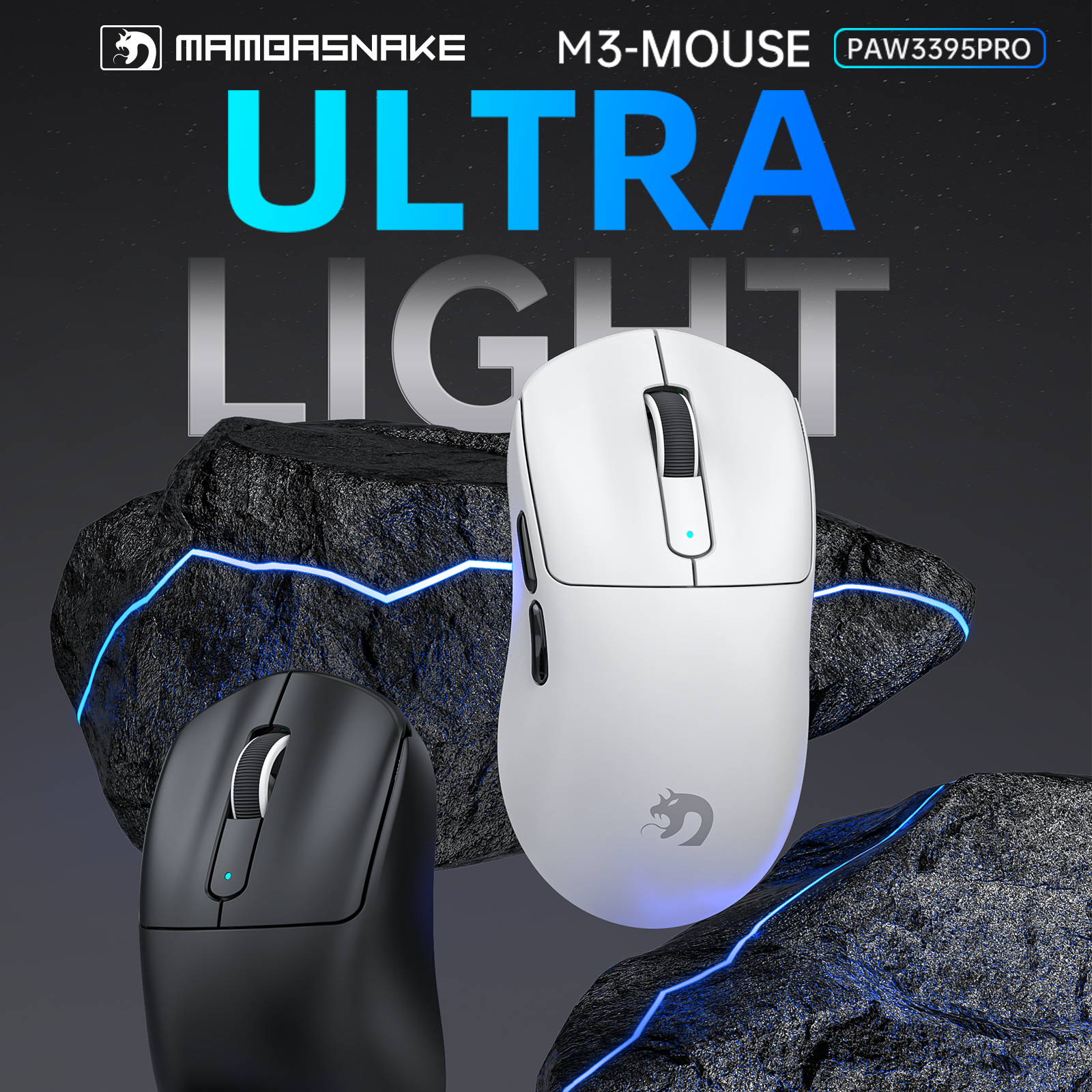 MAMBASNAKE M3 Wireless Gaming Mouse,40K DPI,39g Lightweight Gaming Mouse,PAW3395PRO Optical Sensor