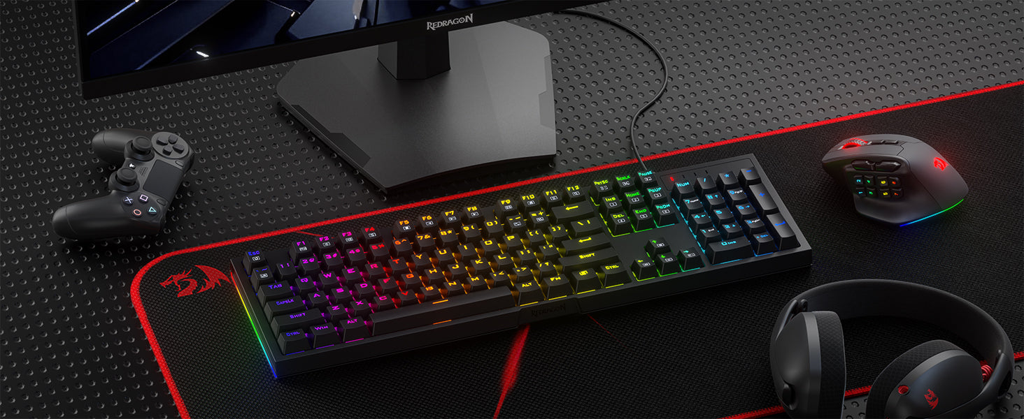 Redragon K670 RGB Backlit Gaming Keyboard, 104 Keys Hot-Swap Mechanical Keyboard, Upgraded Socket, Quiet Linear Red Switch