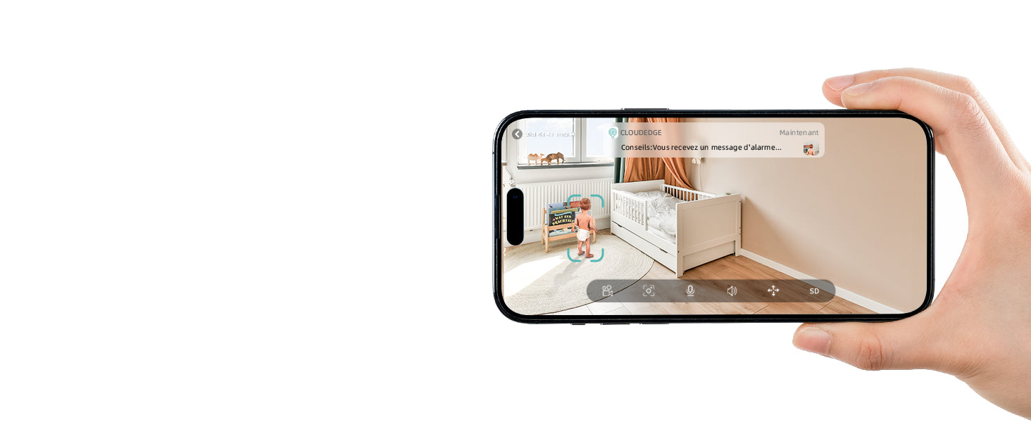 BOIFUN 1080P 5" Baby Monitor Camera, PTZ 355°Camera Baby Motion Monitoring and Automatic Tracking, Monitor and Smartphone