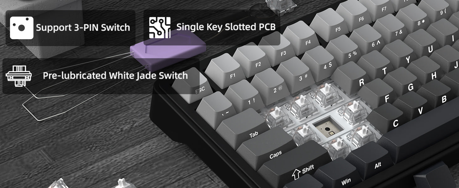 MAMBASNAKE x ATTACK SHARK X85 Gasket Mechanical Keyboard with Knob,75% Tri-Mode(BT5.0/2.4G/USB-C) Wireless Gaming Keyboard