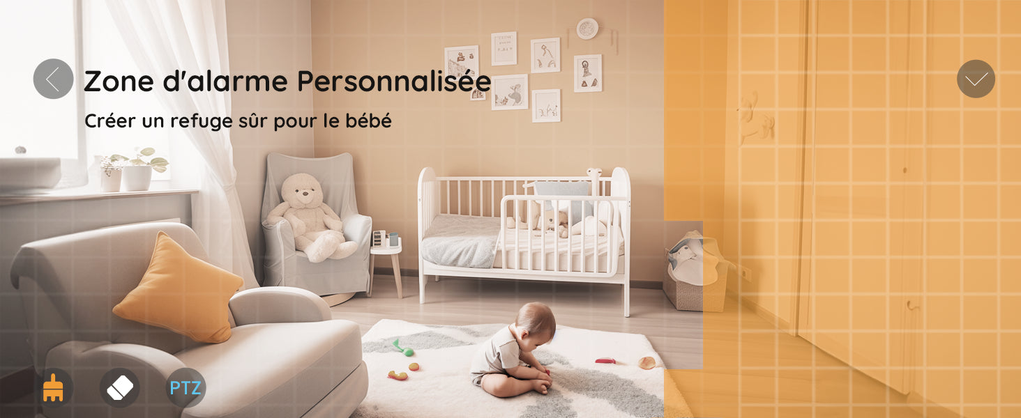 BOIFUN 2K 5" Baby Monitor Camera,  360° Rotation with Phone App, Colorful Night Lights,Motion Monitoring, Automatic Tracking