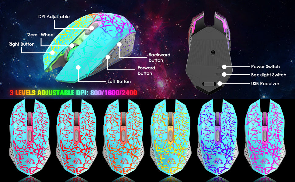 ZIYOU LANG T50 Wireless Gaming Keyboard and Mouse Combo Mini Portable with Cool RGB Backlit Ergonomic 64Key TKL Rechargeable Ant