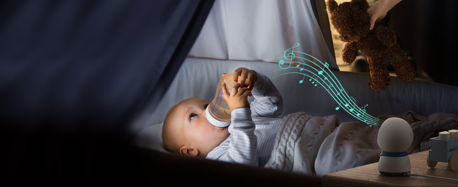 BOIFUN 1080P 5" Baby Monitor Camera, PTZ 355°Camera Baby Motion Monitoring and Automatic Tracking, Monitor and Smartphone