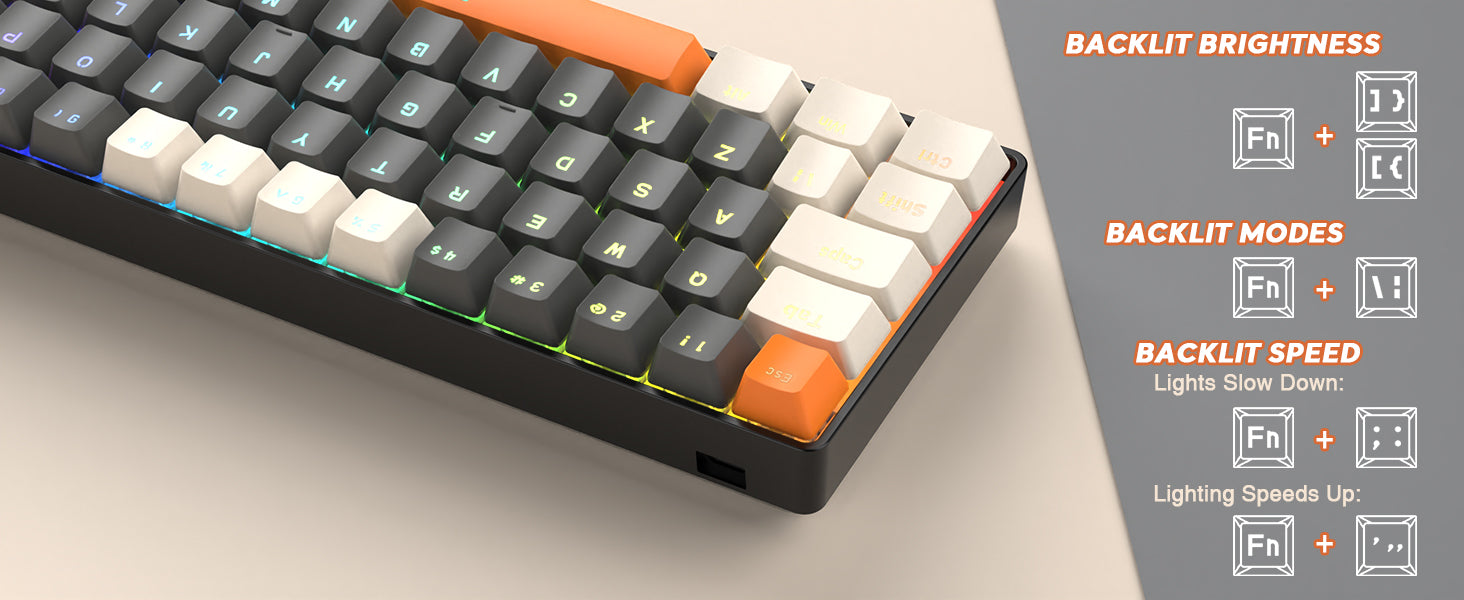 MAMBASNAKE x ZIYOU LANG T60PRO 60% Mechanical Keyboard and Mouse Combo+Coiled USB C Cable