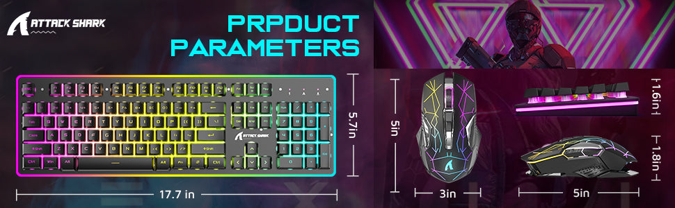 ATTACK SHARK T3 RGB Wireless Gaming Keyboard Mouse Combo,Rechargeable Mechanical