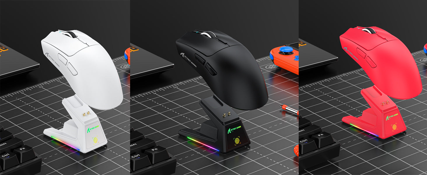 MAMBASNAKE x ATTACK SHARK X1 Wireless Gaming Mouse with RGB Charging Dock, PAW3395 PRO Sensor Up to 40K DPI