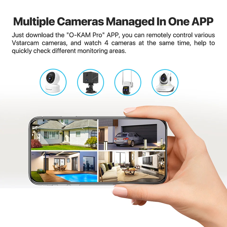 Vstarcam 2MP Indoor 2.4G WiFi Cameras for Home Security,Pet Baby Monitor, Spotlight Alarm,Pan & Tilt,APP Control,24/7 Recording