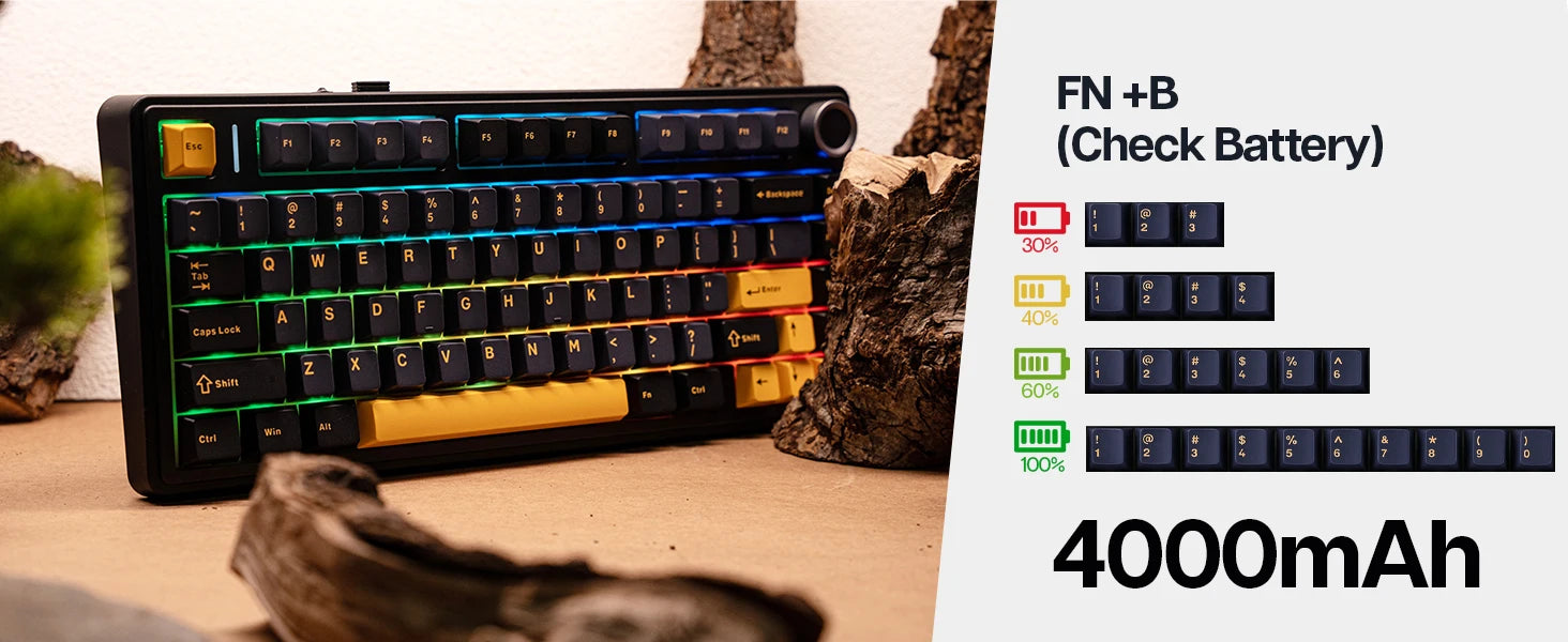 EPOMAKER x AULA F75 75% 80 Keys Hot-Swap Gasket Bluetooth 5.0/2.4G Wireless/Wired Mechanical Keyboard PBT Keycaps for Mac/Win
