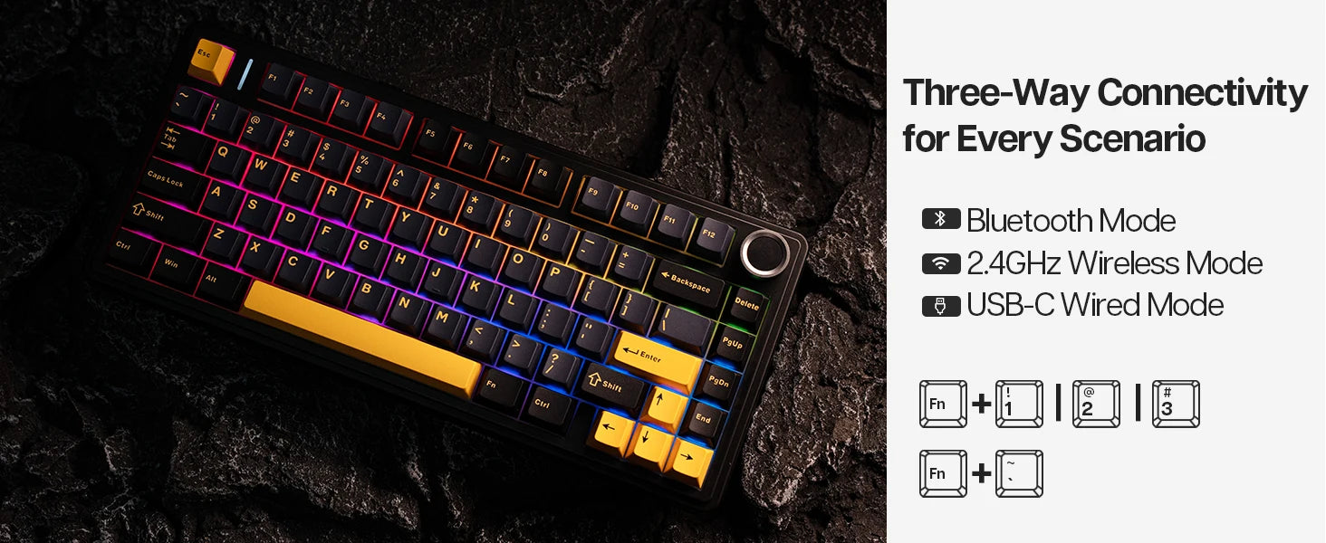 EPOMAKER x AULA F75 75% 80 Keys Hot-Swap Gasket Bluetooth 5.0/2.4G Wireless/Wired Mechanical Keyboard PBT Keycaps for Mac/Win