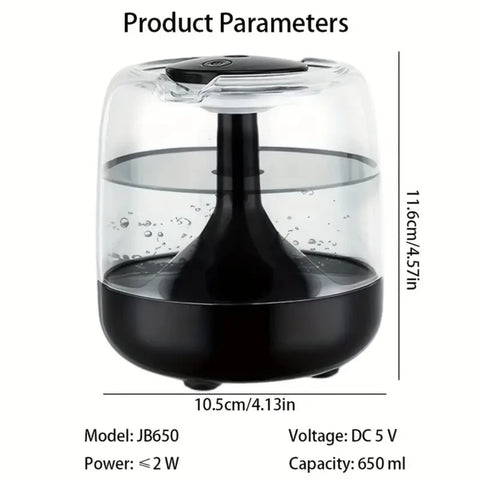 Ultrasonic Cool Mist Humidifier 21.98oz, USB Powered, Essential Oil Compatible, 7 Color Night Light, 2 Spray Modes, ABS Material