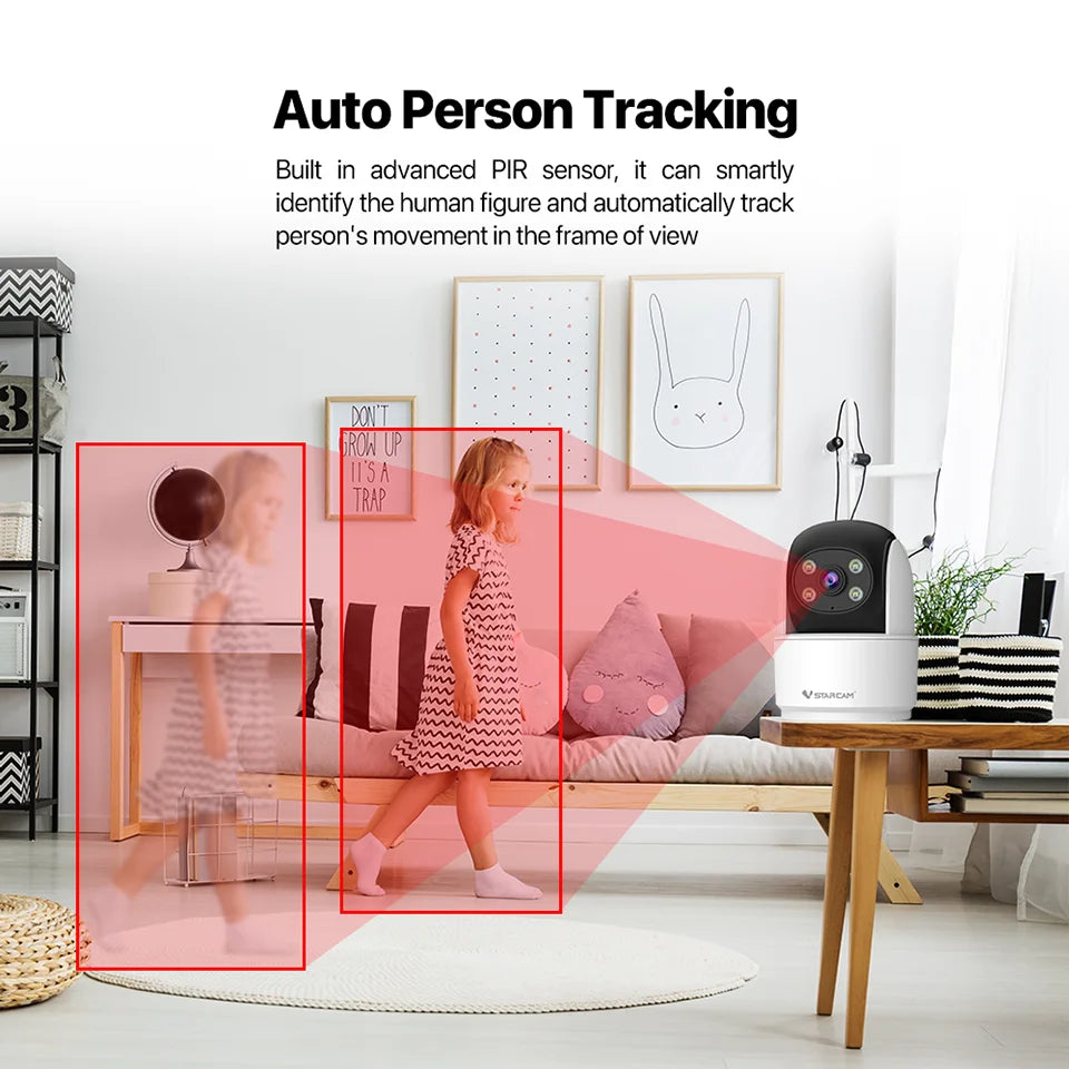 Vstarcam 2MP Indoor 2.4G WiFi Cameras for Home Security,Pet Baby Monitor, Spotlight Alarm,Pan & Tilt,APP Control,24/7 Recording