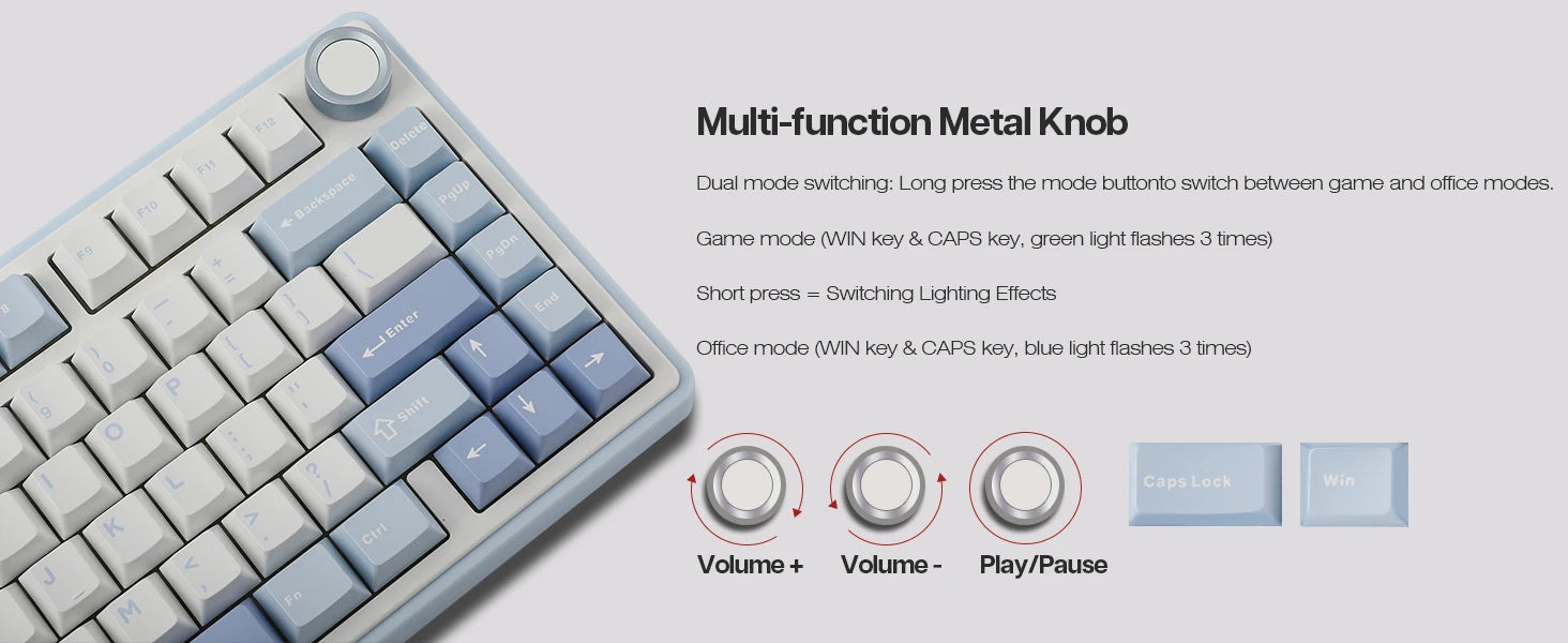 EPOMAKER x AULA F75 75% 80 Keys Hot-Swap Gasket Bluetooth 5.0/2.4G Wireless/Wired Mechanical Keyboard PBT Keycaps for Mac/Win