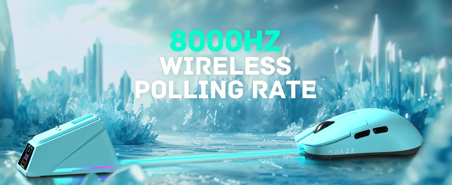 A.JAZZ AJ159APEX 8Khz Wireless Gaming Mouse Ultralight 56g with Magnetic Screen Charging Dock 42000DPI PAW3950 Sensor Tri Mode B