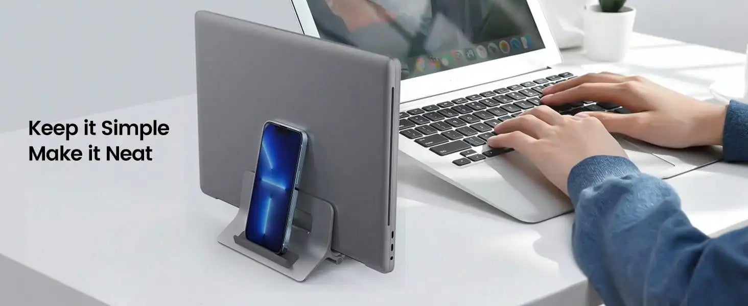SODI Vertical Laptop Stand For Desk Gravity Auto Lock Vertical Stand Aluminum Laptop Vertical Dock Stand Holder