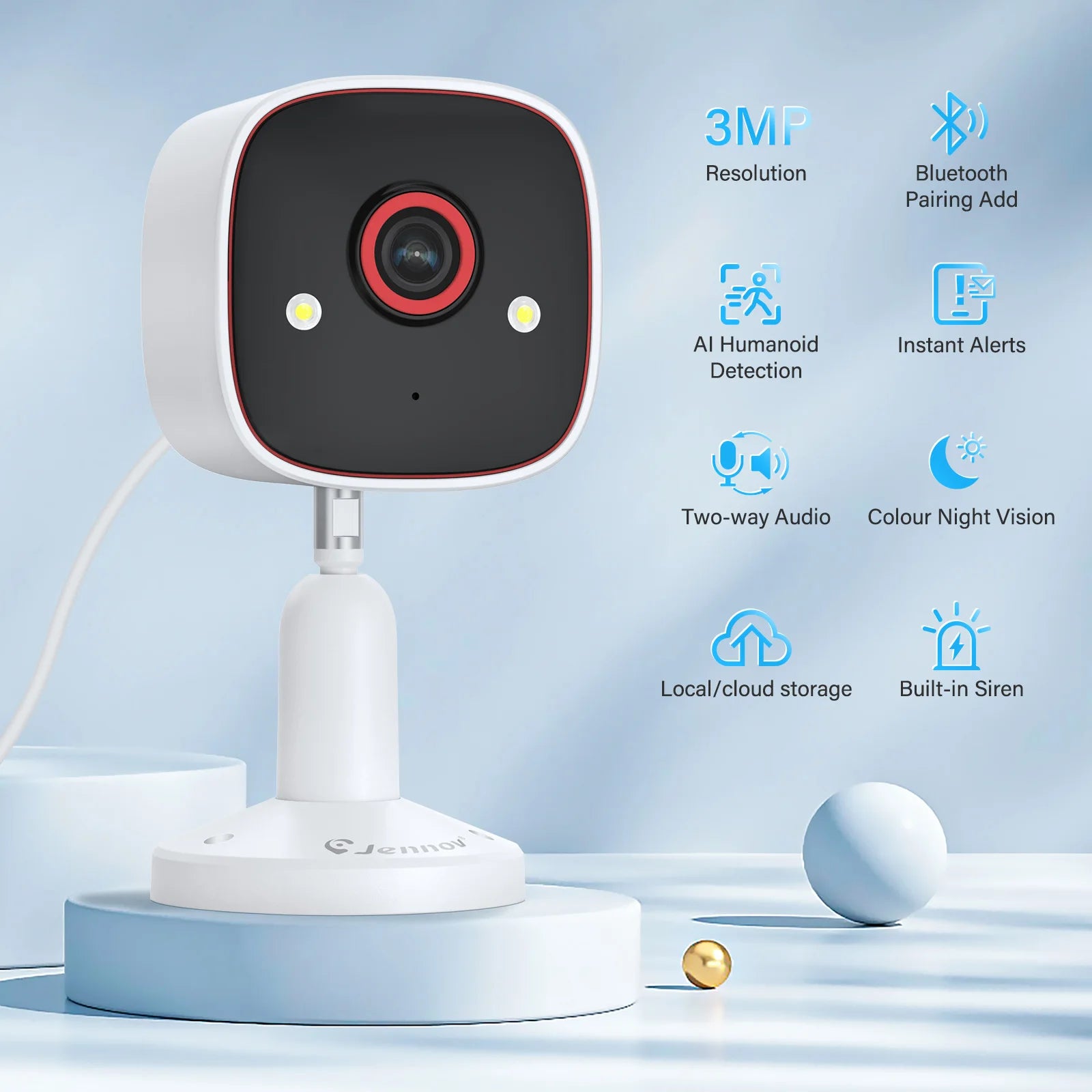 2K Indoor WiFi Home Security Camera 2-Way Audio Cloud & SD Card Storage Ai Detection 3MP HD Smart Home Baby Monitor Pet Dog Cam