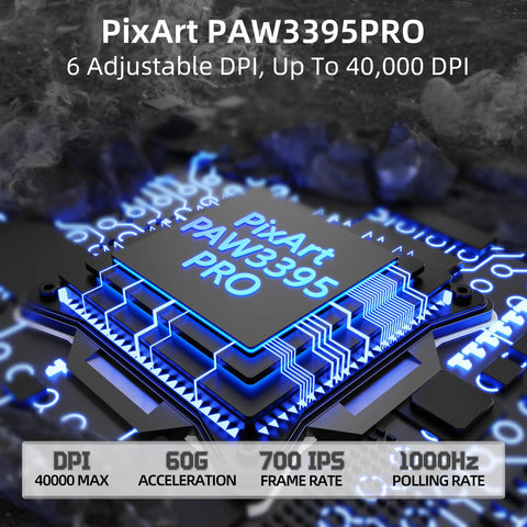 MAMBASNAKE M3 Wireless Gaming Mouse with Lightweight 39g,PixArt PAW3395 PRO Sensor 40K DPI,Tri Mode-,100M Clicks Micro Switch