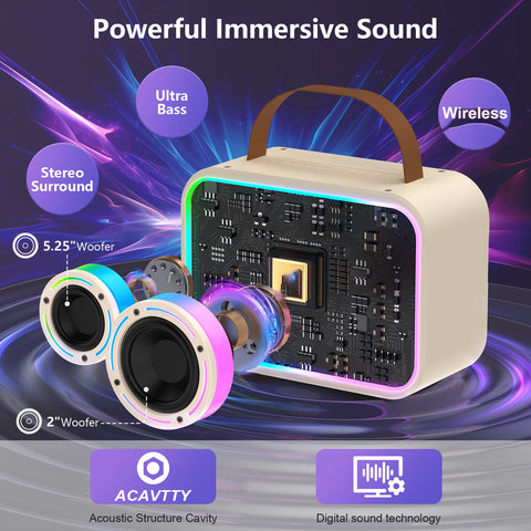 Kids Karaoke Machine, Mini Bluetooth Speaker with Microphone for Singing Home Party, Christmas Halloween Kids Birthday Easter