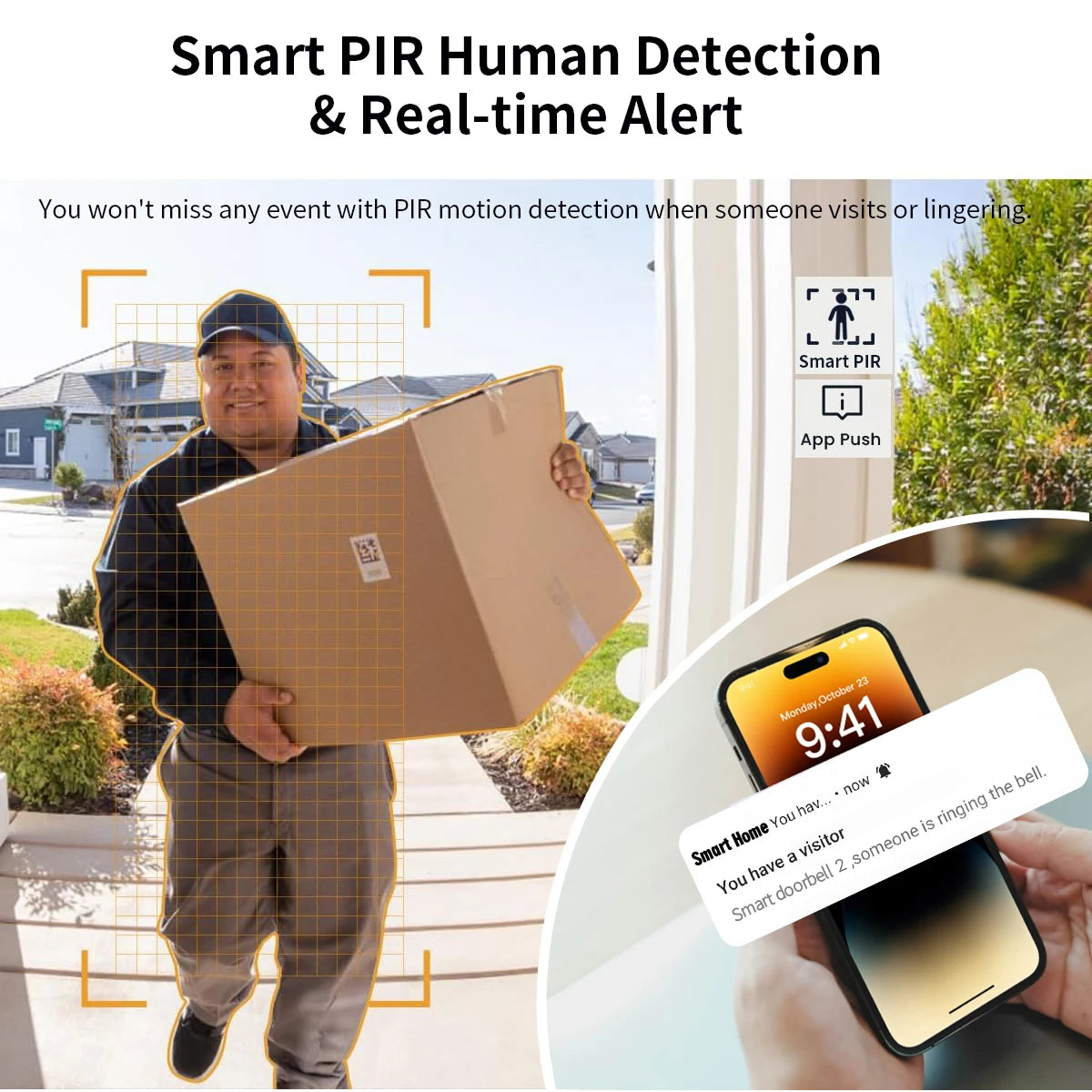 Wireless WiFi video doorbell, Night vision, Photo and video, 2 way audio, Live notification live video, Wireless security camera