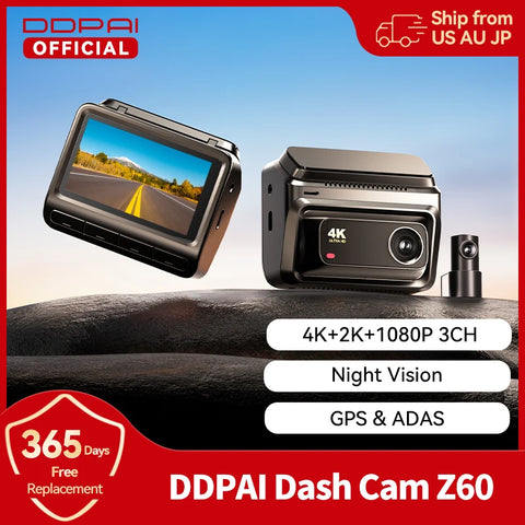 DDPAI Z60 4K+2K+1080P Dash Cam Support Rear and Interior with GPS 5GHz WiFi ADAS NightVIS 2.0 Dash Camera 24H Parking Monitor