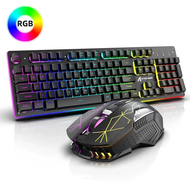 ATTACK SHARK T3 RGB Wireless Gaming Keyboard Mouse Combo,Rechargeable Mechanical
