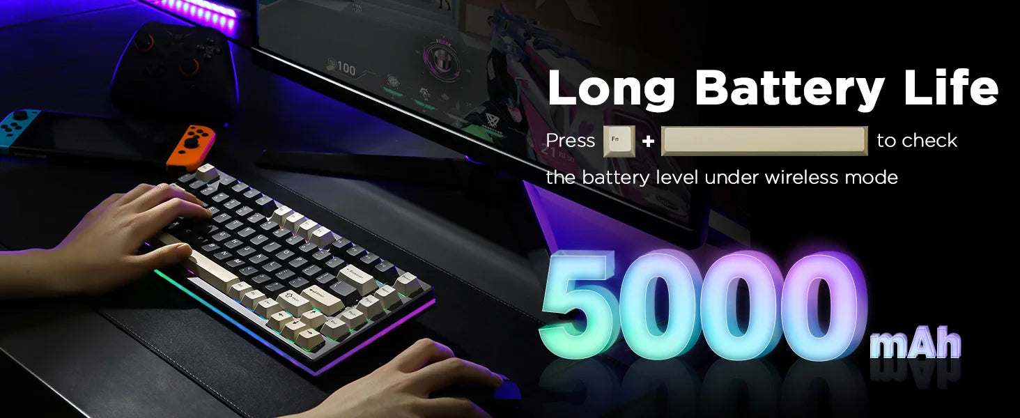 YUNZII RT80 Hall Effect 8K Rapid Trigger Gaming Mechanical Keyboard, 82-Key Wireless Adjustable Actuation Magnetic Hot Swap Keeb