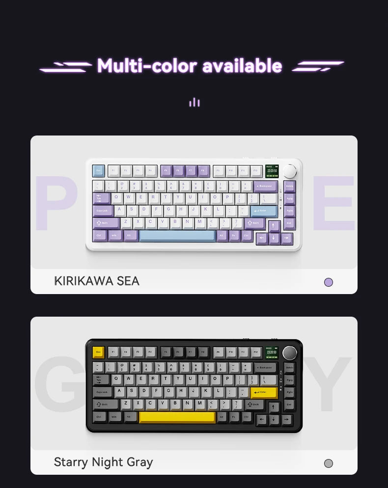 AJAZZ AK820 hall switch mechanical keyboard Gasket structure-three-mode-gaming magnetic switch-0.58 inch color screen