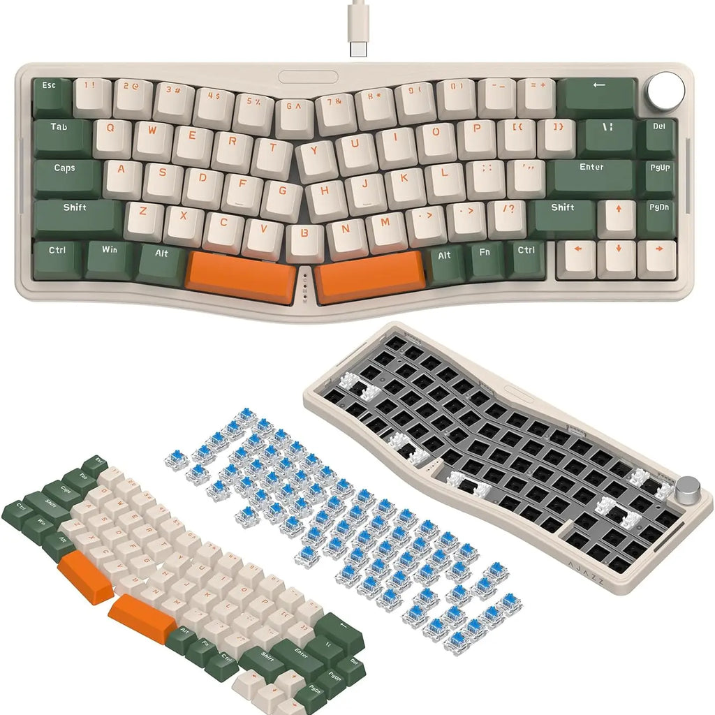 MAMBASNAKE x ATTACK SHARK AKS068 Alice Layout Wired Mechanical Keyboard, Gasket Mount 68 Keys Ergonomic Gaming Keyboard USB-C