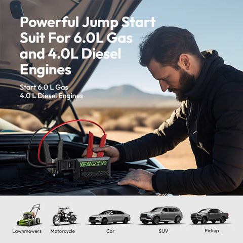 YESPER Car Battery Jump Box ,1500A Portable Car Charger Battery Jump Start All Weight 0.70lbs Jump Pack For Automotive Batteries