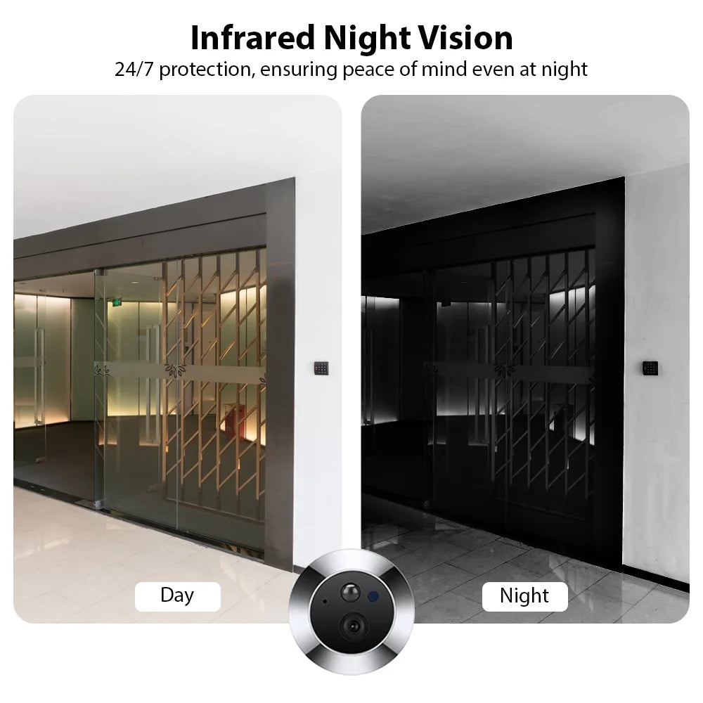 2.4G WiFi Video Doorbell for Apartment Peephole Camera 4.3-inch Display Tuya APP 1080P 120 Degree Visible Night Vision Peephole