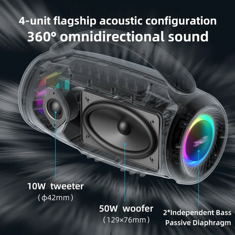 Zealot P12 Speaker 60W Portable Bluetooth Speaker with IPX6 Waterproof, Comfortable handle,Controllable lighting,TWS,AUX