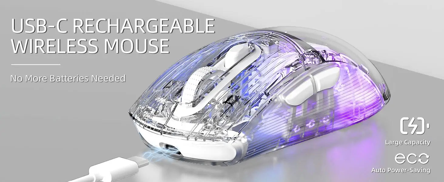 ATTACK SHARK X2Pro Wireless Gaming Mouse with RGB Charging Dock,Tri-Mode Mute Mouse RGB Backlit,Transparent Shell,PixArt 3212