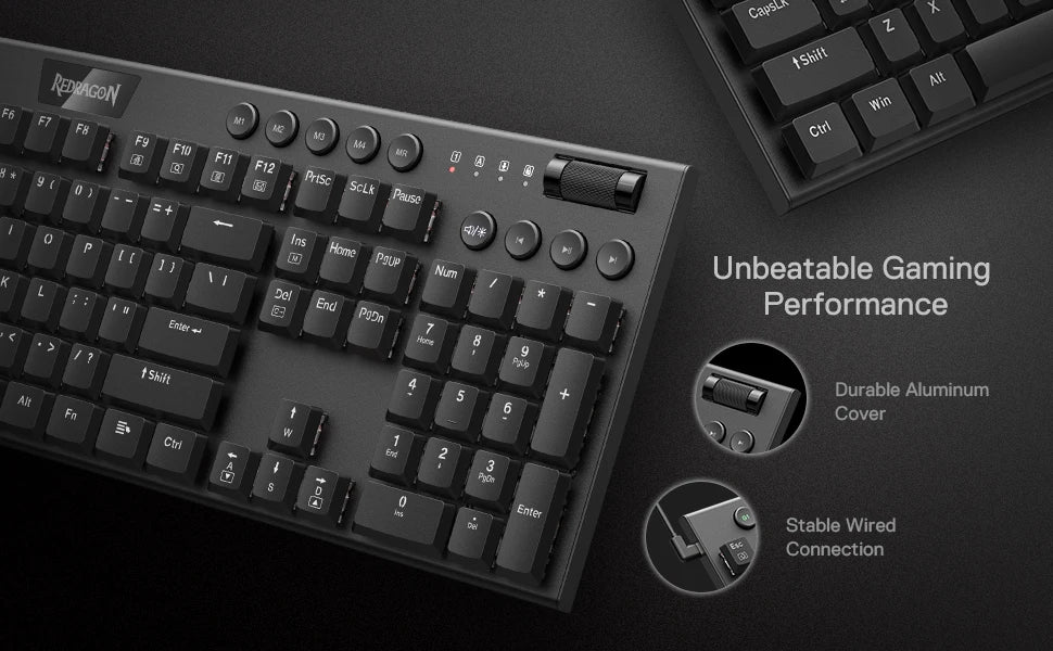 Redragon K619 Horus RGB Mechanical Keyboard Wired Gaming Low Profile Keycaps Red Switch Pro Software Supported