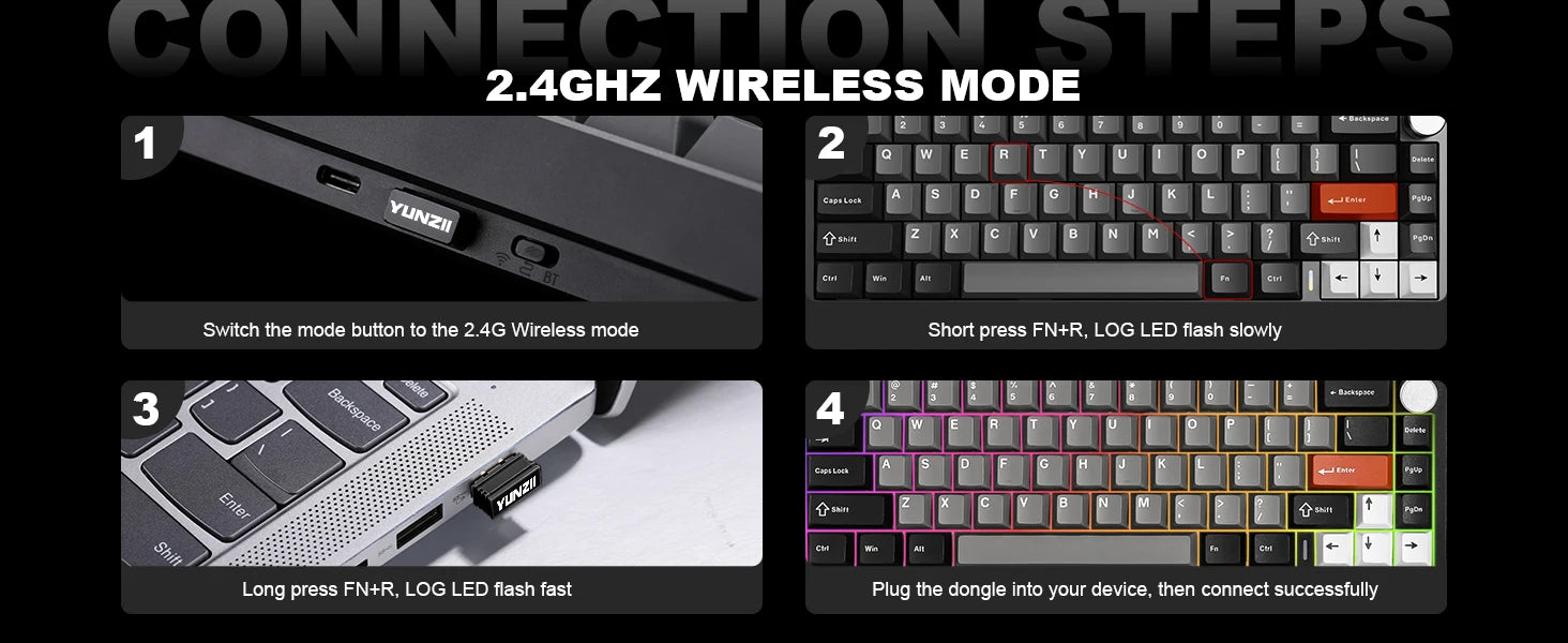 YUNZII AL68 Silver Wireless Custom Mechanical Keyboard, QMK/VIA Aluminum Keyboard, Hot Swap Gasket Gaming Keyboard with Knob