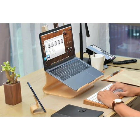 SAMDI Wooden Laptop Stand Wooden Cooling Stand Holder Ventilated Laptop Stand Bracket Dock for MacBook Air Pro Retina Laptop PC