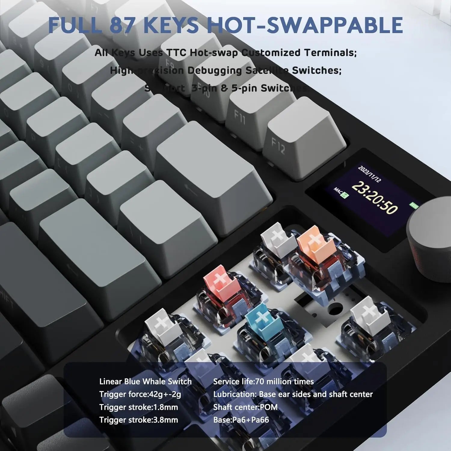 MAMBASNAKE x ATTACK SHARK RK86 RGB 75% Wireless Gasket Mechanical Keyboard,Triple Mode Bluetooth5.0/2.4G/USB-C