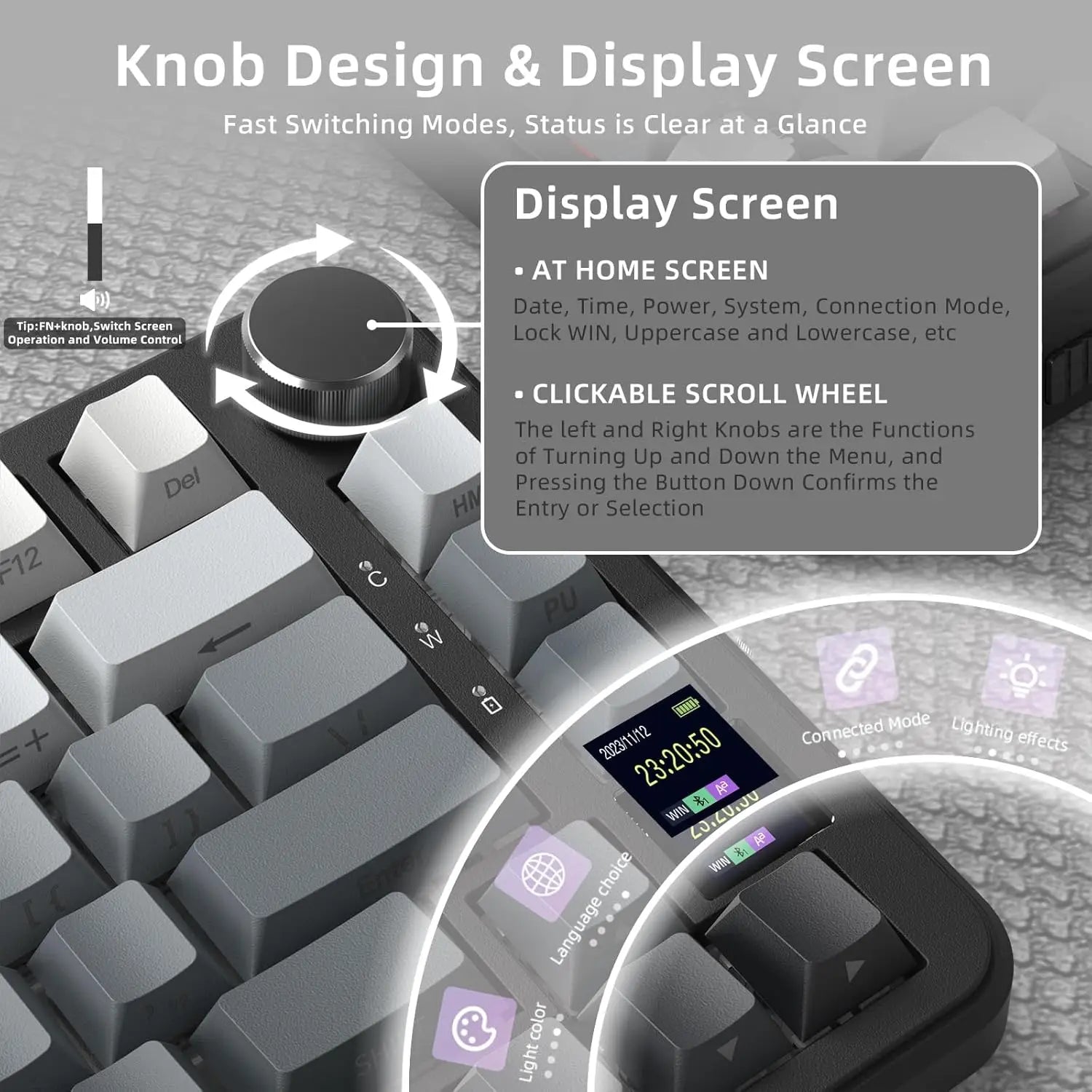 ATTACK SHARK X85Pro 75% Mechanical Keyboard with Screen & Knob Hot Swappable Wireless 2.4GHz/Bluetooth/Wired RGB Gasket Mount QM