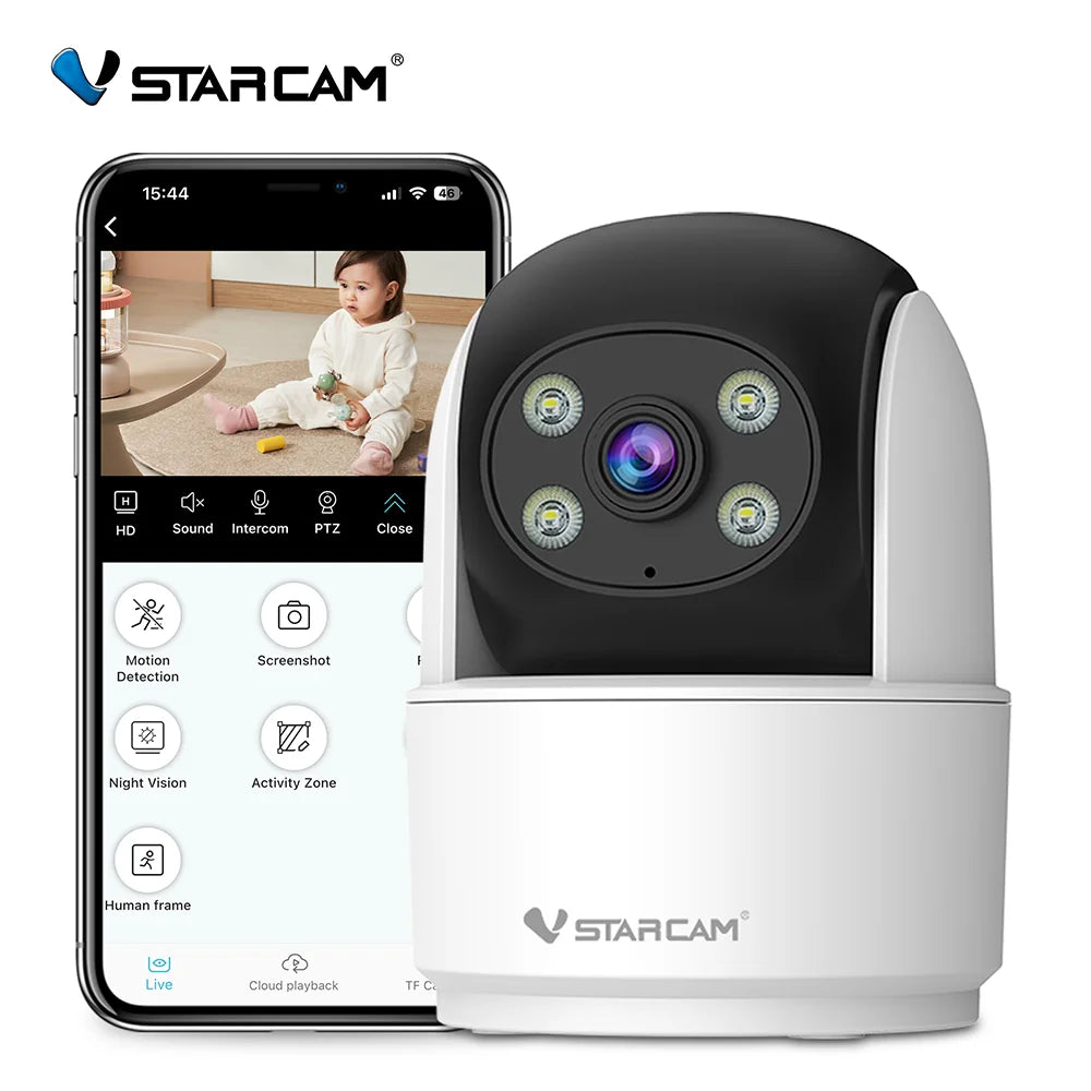 Vstarcam 2MP Indoor 2.4G WiFi Cameras for Home Security,Pet Baby Monitor, Spotlight Alarm,Pan & Tilt,APP Control,24/7 Recording