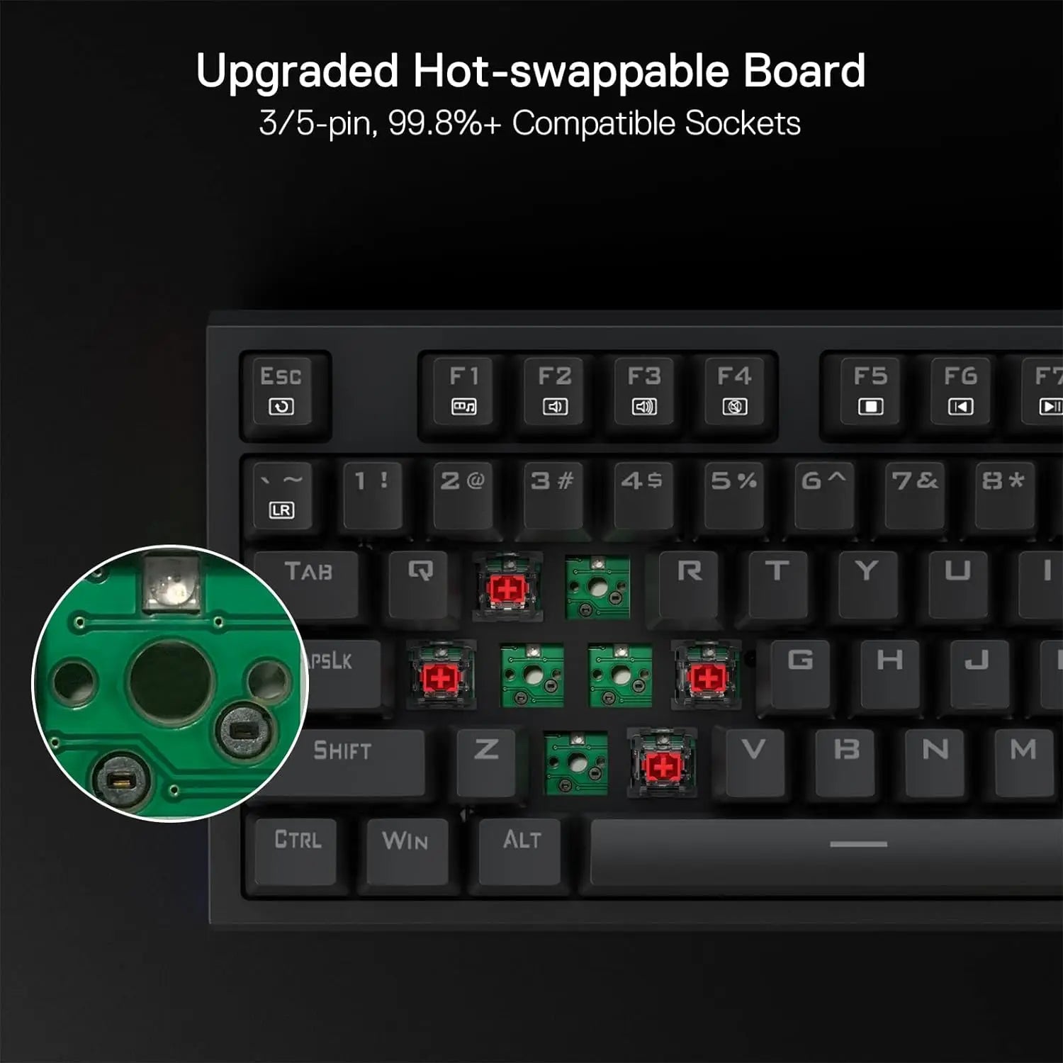 Redragon K670 RGB Backlit Gaming Keyboard, 104 Keys Hot-Swap Mechanical Keyboard, Upgraded Socket, Quiet Linear Red Switch