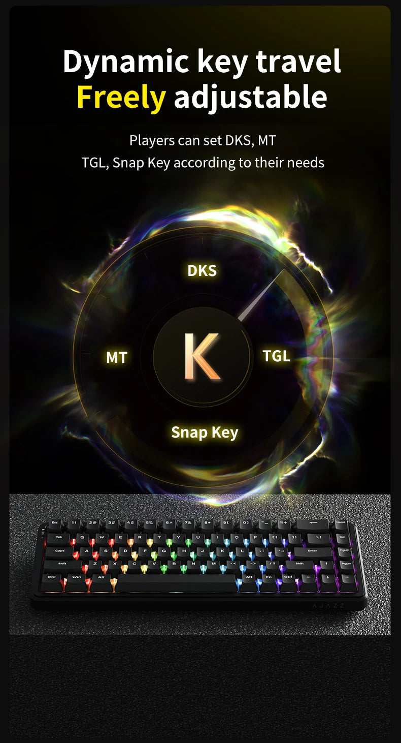 AJAZZ AK680MAX-Hall gaming magnetic Switch-wireless mechanical keyboard supports wired 8K refresh rate-RGB-DIY
