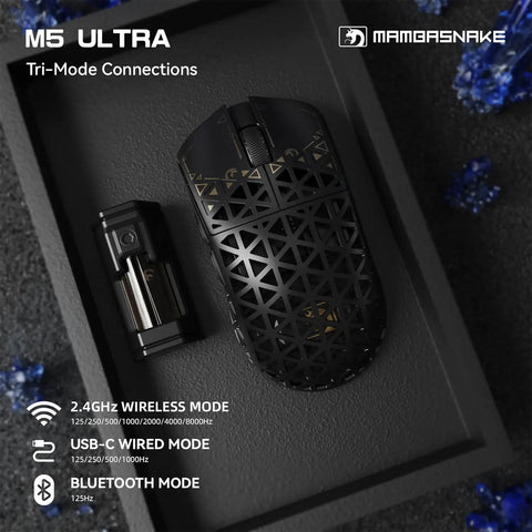 MAMBASNAKE M5 Ultra Carbon Fiber 8000Hz Wireless Gaming Mouse, 39g Superlight, 42000DPI