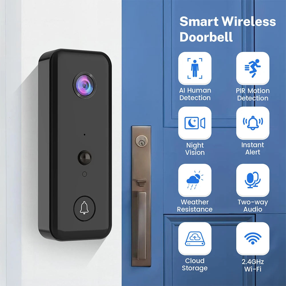Video Doorbell Camera 2-Way Audio Doorbell with Camera PIR Motion Detection for Home Office