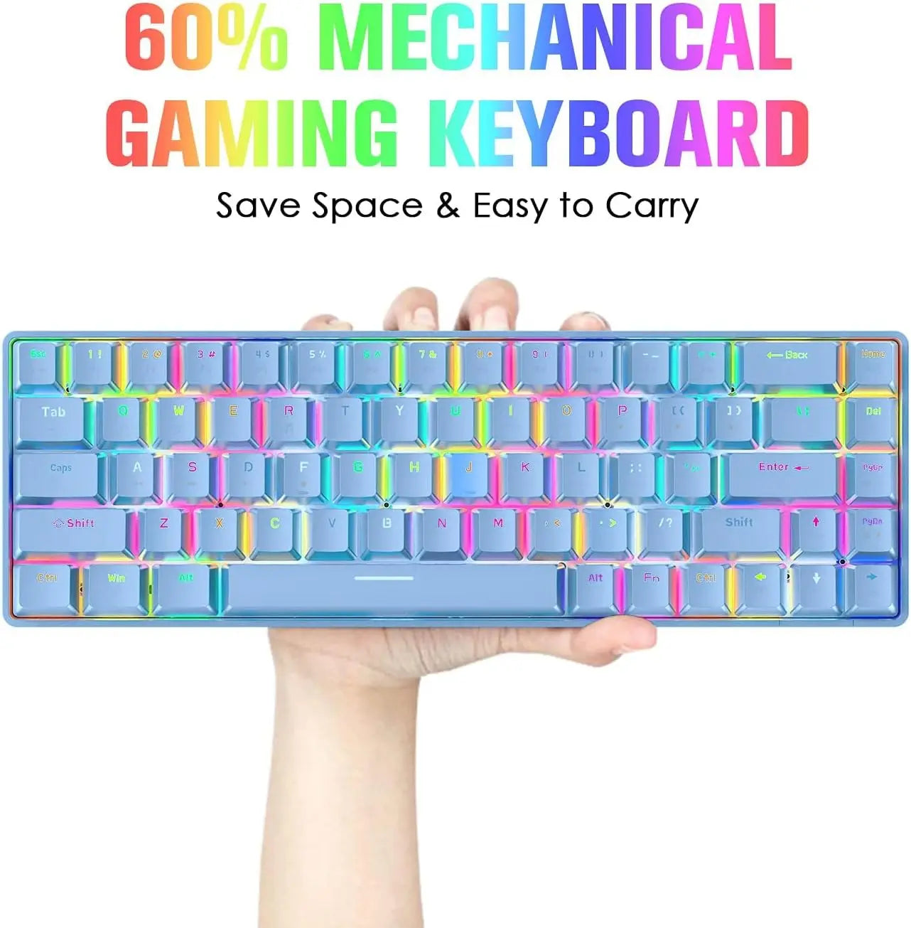 65% Wired Gaming Mechanical Keyboard and Mouse Combo,Mini 68 Keys,RGB Backlight, Lightweight RGB Honeycomb Optical Mouse