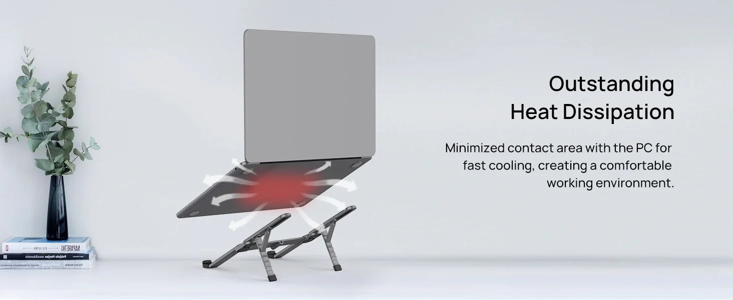 SODI Adjustable Laptop Holder for Desk Foldable Laptop Stand Riser Portable Notebook Stand for 10-15.6” Inch Laptops Black