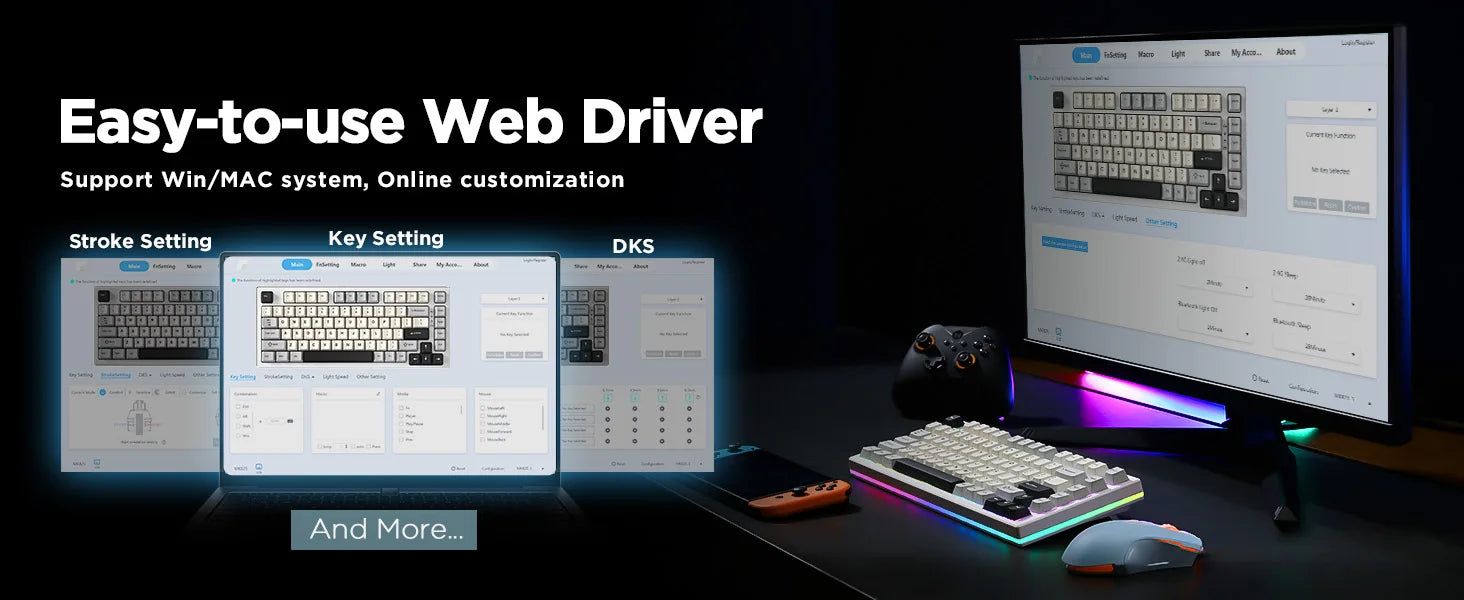 YUNZII RT80 Hall Effect 8K Rapid Trigger Gaming Mechanical Keyboard, 82-Key Wireless Adjustable Actuation Magnetic Hot Swap Keeb