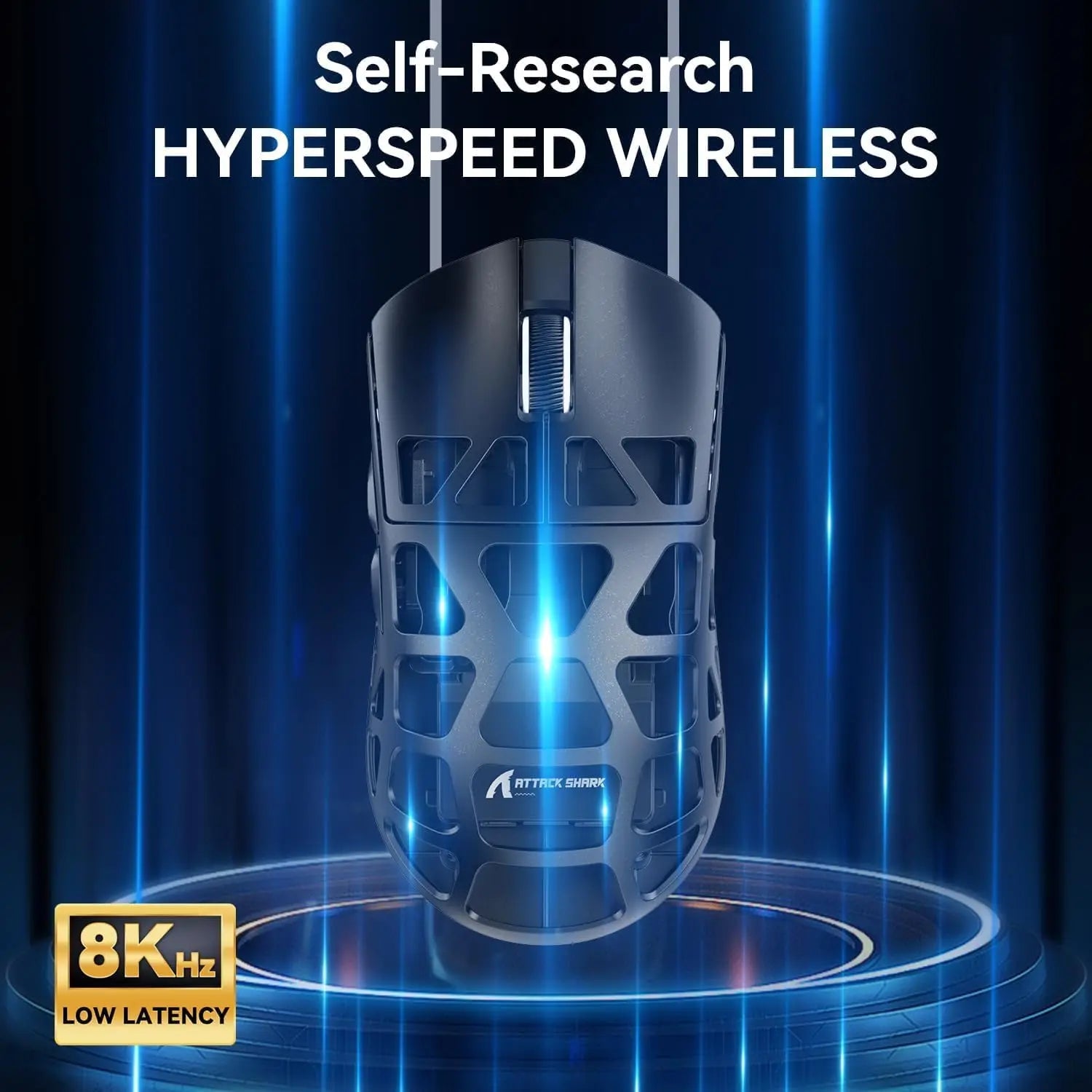 Attack Shark R3 Wireless Gaming Mouse,PAW3395 Up to 26K DPI 8KHz Return Rate,Magnesium Alloy 46G Ultralight Hollowed Design, Tri