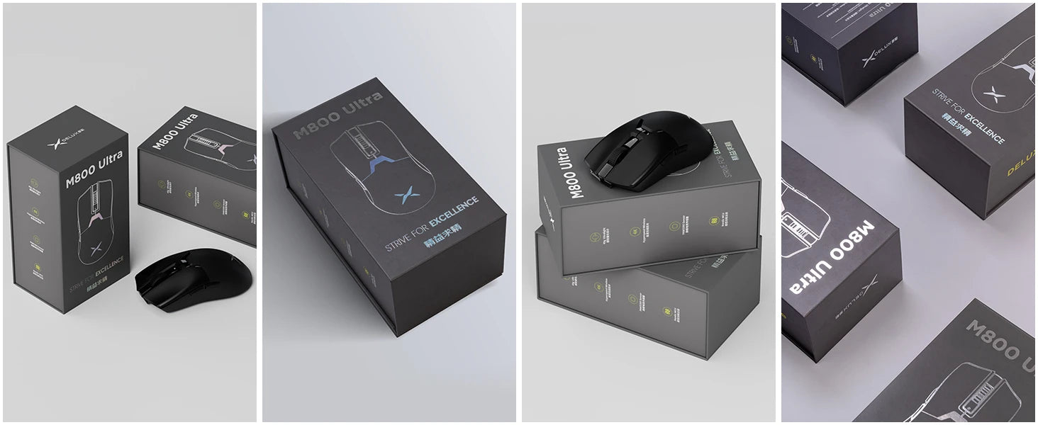 Delux M800 Ultra Lightweight 55g PAW3395 Wireless Bluetooth Tri-Mode Gaming Mouse 26000DPI 4K Compatible Macro Mice For PC Gamer