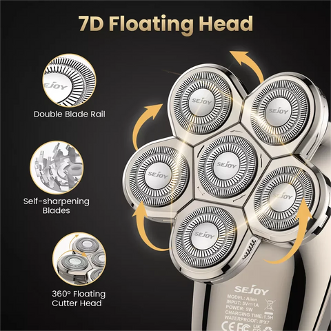 SEJOY Electric Shaver for Men Hair Clipper 5 IN1 Beard Trimmer Bald Head Shaver Wet & Dry Razor Husband Gift Boyfriend