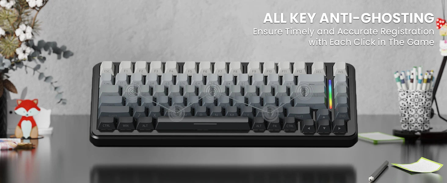 ATTACK SHARK M86 Wireless Mechanical Gaming Keyboard, 75% Gasket Hot Swappable RGB Custom Keyboard, Side Printed PBT Keycaps