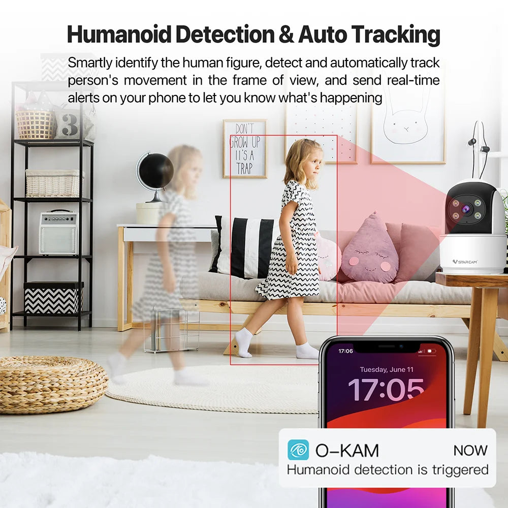 Vstarcam 2MP Indoor 2.4G WiFi Cameras for Home Security,Pet Baby Monitor, Spotlight Alarm,Pan & Tilt,APP Control,24/7 Recording